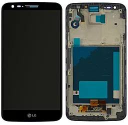 Дисплей LG G2 (D800, D801, D802, D802TR, D803, F320K, F320L, F320S, LS980) (34 pin) з тачскріном і рамкою, оригінал, Black