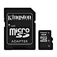 Карта памяти Kingston microSDHC 4GB Class 4 + SD-адаптер (SDC4/4GB)