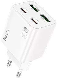 Сетевое зарядное устройство Hoco N55 20w PD/QC 2xUSB-C/2xUSB-A ports fast charger white - фото Сетевое зарядное устройство Hoco N55 20w PD/QC 2xUSB-C/2xUSB-A ports fast charger white