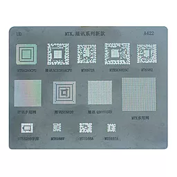 BGA трафарет (для реболлинга) (PRC) A422 для China-phone universal, MT6572A, SC6825C, MT6582, MT6166V, SC6820, MTK6260CPU, SC6285A, Q309B849, MT6168A, MT6167A, 13 in 1 - фото BGA трафарет (для реболлинга) (PRC) A422 для China-phone universal, MT6572A, SC6825C, MT6582, MT6166V, SC6820, MTK6260CPU, SC6285A, Q309B849, MT6168A, MT6167A, 13 in 1