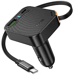Автомобильное зарядное устройство Hoco NZ18 Guardian 65w PD USB-C/USB-A ports car charger + USB-C cable black