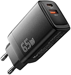 Мережевий зарядний пристрій Essager 65w GaN PD USB-C/USB-A ports fast charger black (ECTAC-RYB01-Z)