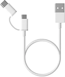 Універсальний кабель Xiaomi Mi 2-in-1 USB-A to Type-C/micro USB 12w 2.4a 0.3м сable White (SJV4083TY)
