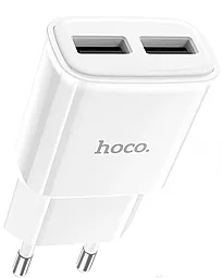 Сетевое зарядное устройство Hoco C88A 2.4a 2xUSB-A ports charger white - фото Сетевое зарядное устройство Hoco C88A 2.4a 2xUSB-A ports charger white