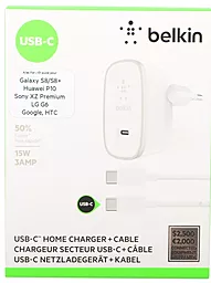Сетевое зарядное устройство Belkin USB-C Charger + кабель USB-C to USB-C (1.5m), 15W, White - миниатюра 5