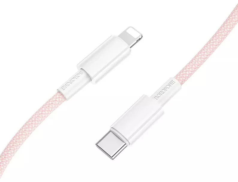 Кабель Borofone BX117 Source USB Type-C - Lightning 27w 3a 1м PD сable Pink - фото 3