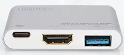 Мультипортовый USB Type-C хаб Digitus USB-C -> 4K 30Hz HDMI/USB 3.0/USB-C Silver (DA-70838-1) - миниатюра 2