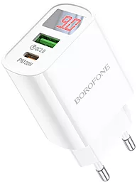 Мережевий зарядний пристрій Borofone BA78A 20w PD/QC USB-C/USB-A ports digital display white