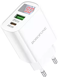 Мережевий зарядний пристрій Borofone BA78A golden 20w PD USB-C/USB-A ports charger white - фото Мережевий зарядний пристрій Borofone BA78A golden 20w PD USB-C/USB-A ports charger white