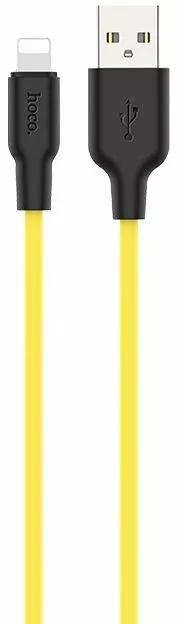 Кабель Hoco X21 Plus Silicone USB-A - Lightning 12w 2.4a 2м cable Black/Yellow - фото 1