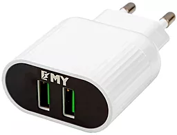 Сетевое зарядное устройство EMY MY-220 2.4a 2xUSB-A ports charger white (YT-KMY-220-M) - фото Сетевое зарядное устройство EMY MY-220 2.4a 2xUSB-A ports charger white (YT-KMY-220-M)