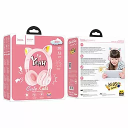 Наушники Hoco W39 Cat Ear Cute Kids Wireless Pink - миниатюра 3