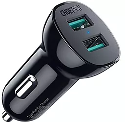 Автомобильное зарядное устройство Choetech 36w QC3.0 2xUSB-A ports car charger black (C0051-V5-EU-BK)