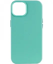 {"ru": "Чехол", "uk": "Чохол"} Leather Case with MagSafe для Apple iPhone 15 Plus  Ice Sea Blue