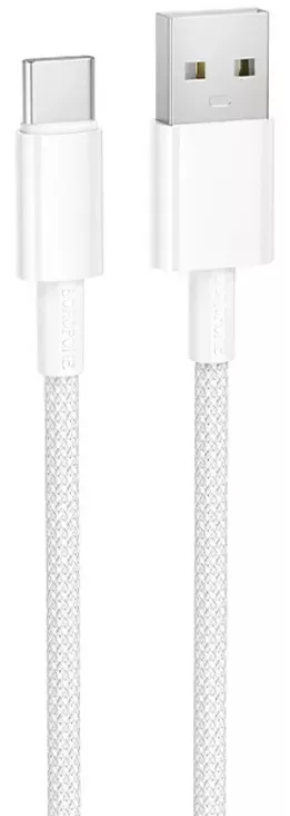 Кабель Borofone BX117 Source USB-A - Type-C 15w 3a 1м cable White - фото 1