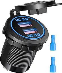 Врезное зарядное устройство Smart Dual QC3.0 Car Charger Socket Lighter (12/24v) - фото Врезное зарядное устройство Smart Dual QC3.0 Car Charger Socket Lighter (12/24v)
