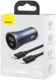 Автомобільний зарядний пристрій з швидкою зарядкою Baseus Golden Contactor Pro Dual USB-A/USB-C ports 40w QC 5A + USB-C/Lightning cable black (TZCCJD-B0G) - мініатюра 11