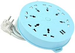 Сетевой фильтр (удлинитель) Voltronic 7 Розеток 2xUSB-A 3х0.75мм 2м Blue (QiaoLian YT-20)