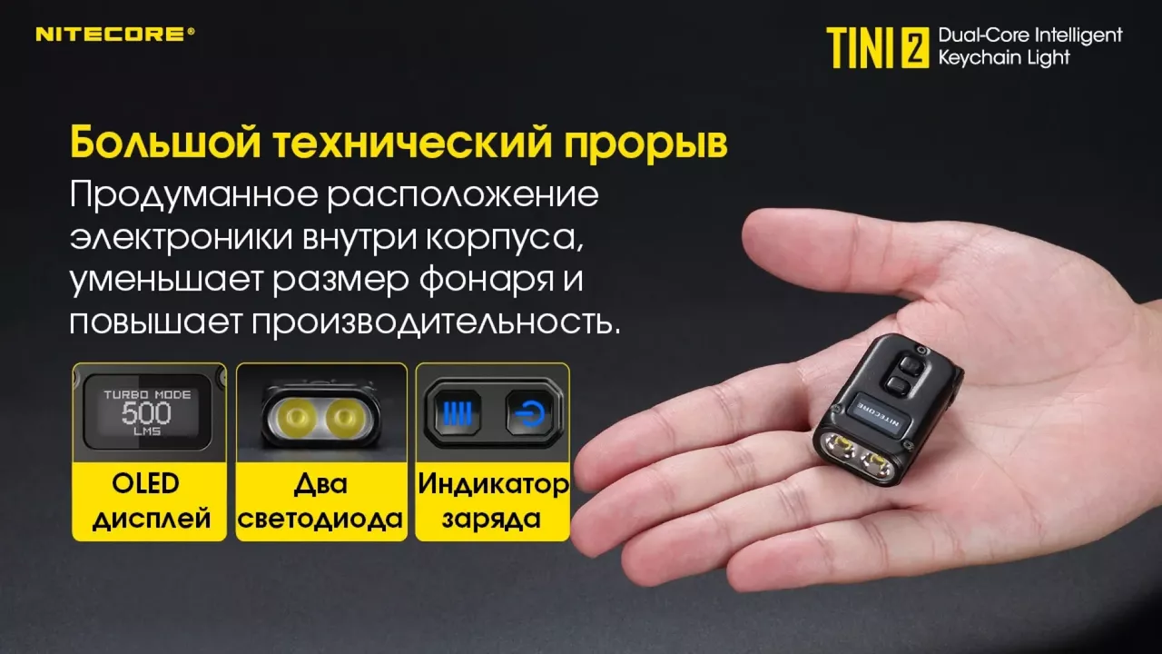 Ліхтарик акумуляторний Nitecore TINI 2 Gray (6-1432_2_grey)	 - фото 6