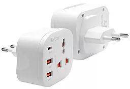 Сетевое зарядное устройство Earldom ES-SC16 2.4a 2xUSB-A/USB-C ports charger + 1 universal plug white - фото Сетевое зарядное устройство Earldom ES-SC16 2.4a 2xUSB-A/USB-C ports charger + 1 universal plug white