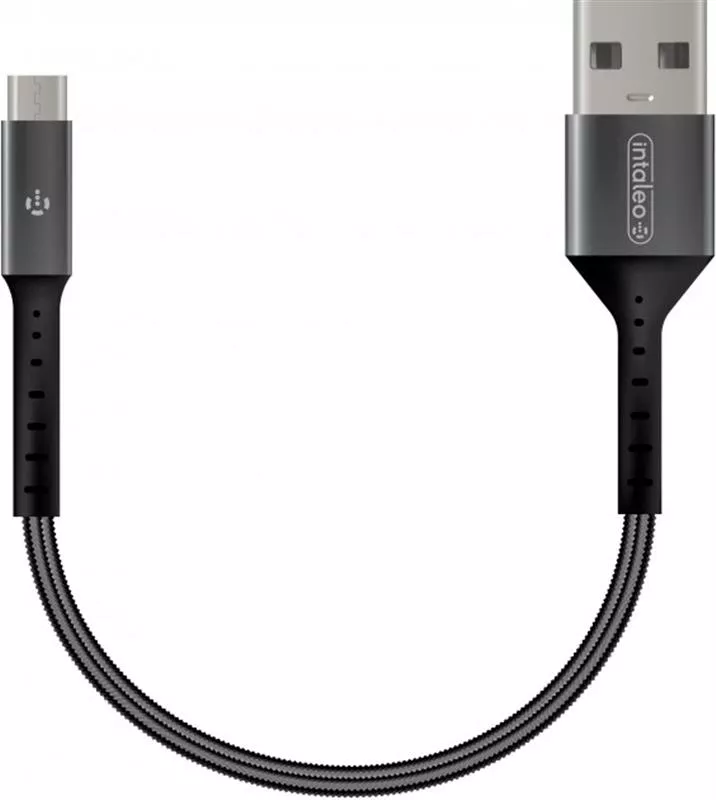 Кабель Intaleo CB0 USB-A - micro USB 12w 2.4a 0.2м cable Black/Grey (1283126495632) - фото 1