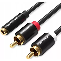 Аудіо кабель Vention mimi Jack 3.5mm - 2xRCA F/M cable 1.5 м black (VAB-R01-B150)