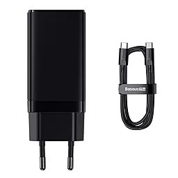 Мережевий зарядний пристрій Baseus Pro 65w GaN3 PD/QC4.0 2xUSB-C/USB-A ports + USB-C to USB-C 100w cable black (CCGP050101)