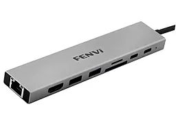 Мультипортовый USB Type-C хаб Fenvi F-C801H 8-in-1 grey