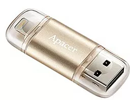 Флешка Apacer AH190 Lightning Dual USB 3.1 32GB Gold (AP32GAH190C-1) - миниатюра 2