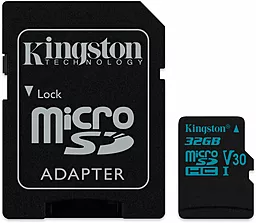 Карта памяти Kingston microSDHC 32GB Canvas Go Class 10 UHS-I U3 V30 + SD-адаптер (SDCG2/32GB)