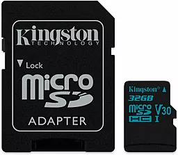 Карта пам'яті Kingston microSDHC 32GB Canvas Go Class 10 UHS-I U3 V30 + SD-адаптер (SDCG2/32GB) - фото Карта пам'яті Kingston microSDHC 32GB Canvas Go Class 10 UHS-I U3 V30 + SD-адаптер (SDCG2/32GB)