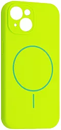 Чехол Silicone Case Full Camera Fine Ring MagSafe для Apple iPhone 15 Party Green - фото Чехол Silicone Case Full Camera Fine Ring MagSafe для Apple iPhone 15 Party Green