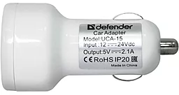 Автомобильное зарядное устройство Defender Car Charger 2 USB 2.1A White (ECA-15) - миниатюра 2