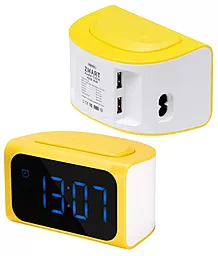 Мережевий зарядний пристрій Remax Clock with 4USB 3.1A Yellow/White (RMC-05 / RM-C05)