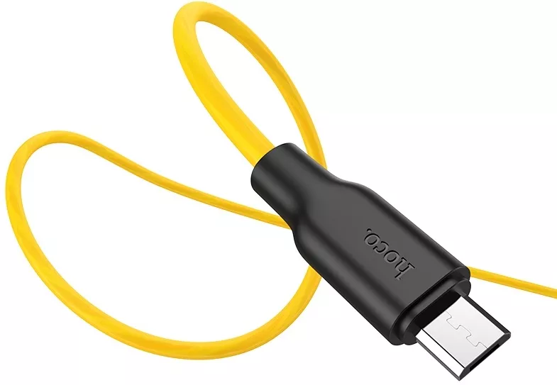 Кабель Hoco X21 Plus Silicone USB-A - micro USB 12w 2.4a 1м cable Black/Yellow - фото 2