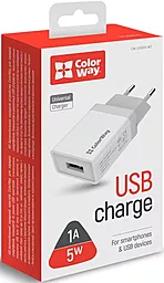 Сетевое зарядное устройство ColorWay 1USBx1A White (CW-CHS011-WT) - миниатюра 2