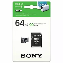 Карта пам'яті Sony microSDXC 64GB Class 10 UHS-1 U1 + SD-адаптер (SR-64UY3A/T) - мініатюра 3