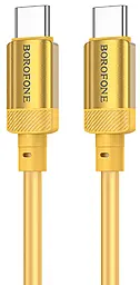 Кабель Borofone BX108 Start USB Type-C - Type-C 60w 3a 1м PD cable Gold - фото Кабель Borofone BX108 Start USB Type-C - Type-C 60w 3a 1м PD cable Gold