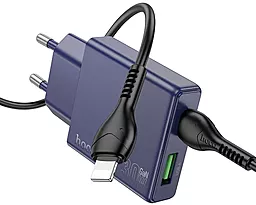 Сетевое зарядное устройство Hoco N45 30w PD USB-C/USB-A ports caharger + USB-C to Lightning cable titanium blue - фото Сетевое зарядное устройство Hoco N45 30w PD USB-C/USB-A ports caharger + USB-C to Lightning cable titanium blue