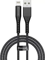 USB Кабель Grand-X 12W 2.4A 1.2M Lightning Cable Black (FL-12B)