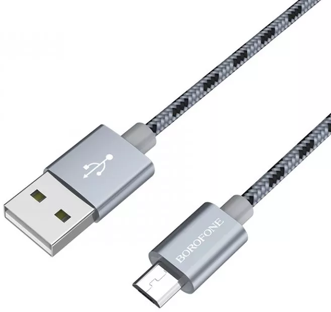 Кабель Borofone BX24 Ring Current USB-A - micro USB 12w 2.4a 1м cable Silver - фото 3