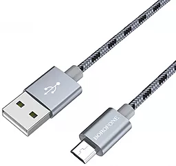 Кабель Borofone BX24 Ring Current USB-A - micro USB 12w 2.4a 1м cable Silver - мініатюра 3