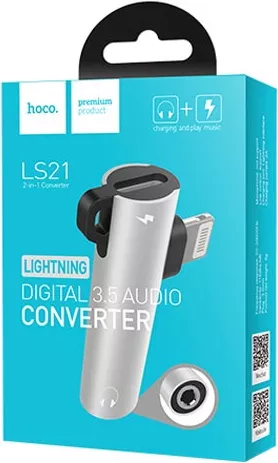 Аудио-переходник Hoco LS21 Lightning & 3.5mm silver - фото 4