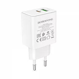 Мережевий зарядний пристрій Borofone BA67A 20w PD USB-C/USB-A ports charger white