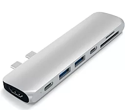 Мультипортовий Type-C хаб Satechi USB-C -> USB 3.0x2/HDMI/USB-Cх2/Card Reader Silver (ST-CMBPS)