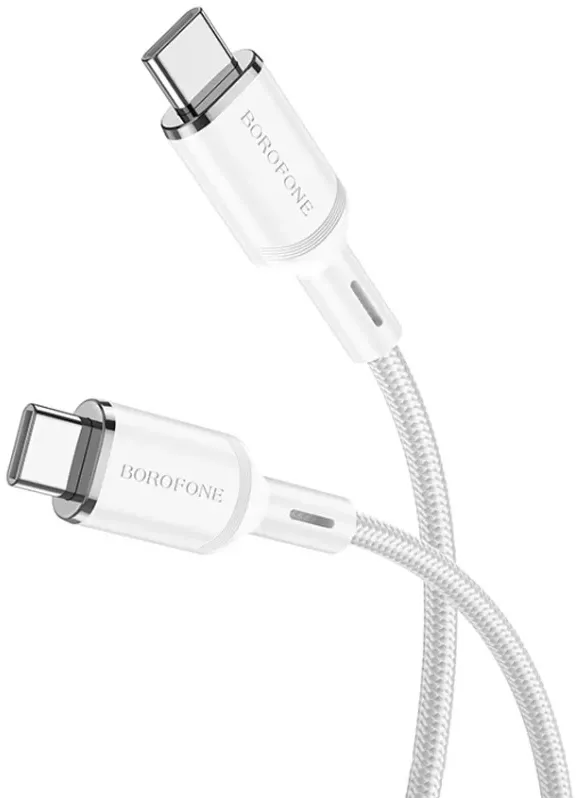 Кабель Borofone BX90 Cyber USB Type-C - Type-C 60w 3a 1м PD cable White - фото 2