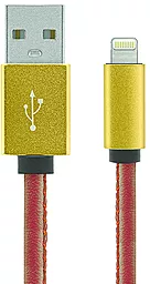 USB Кабель Gelius Leather Edition Lightning cable Brown / Gold