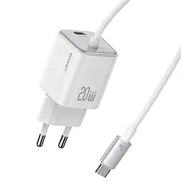 Сетевое зарядное устройство Usams US-CC261 JC Ser. 20w GaN PD USB-C fast charger + USB-C cable white - фото Сетевое зарядное устройство Usams US-CC261 JC Ser. 20w GaN PD USB-C fast charger + USB-C cable white