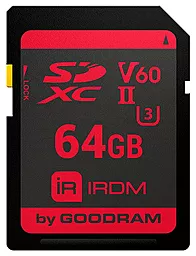 Карта памяти GooDRam SDXC 64GB IRDM UHS-II U3 V60 (IR-S6B0-0640R11)
