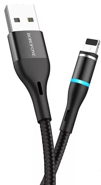 Кабель Borofone BU16 USB-A - Lightning 12w 2.4a 1.2м cable Black - фото 2